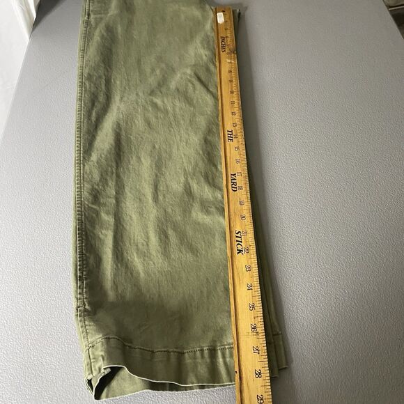 BANANA REPUBLIC Twill Pants Straight Ankle Tabs Ultra High Rise Womens 12 Green - Picture 9 of 12